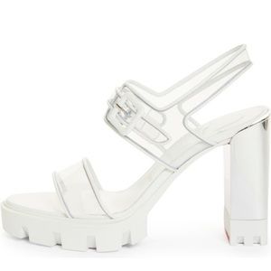 Christian Louboutin LOUBI DUNISS LUG 100 PVC Patent Platform Heels Sandals